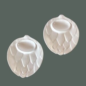 Vintage White Ceramic Artichoke Plates Set of 2 Artichoke Serving Plates